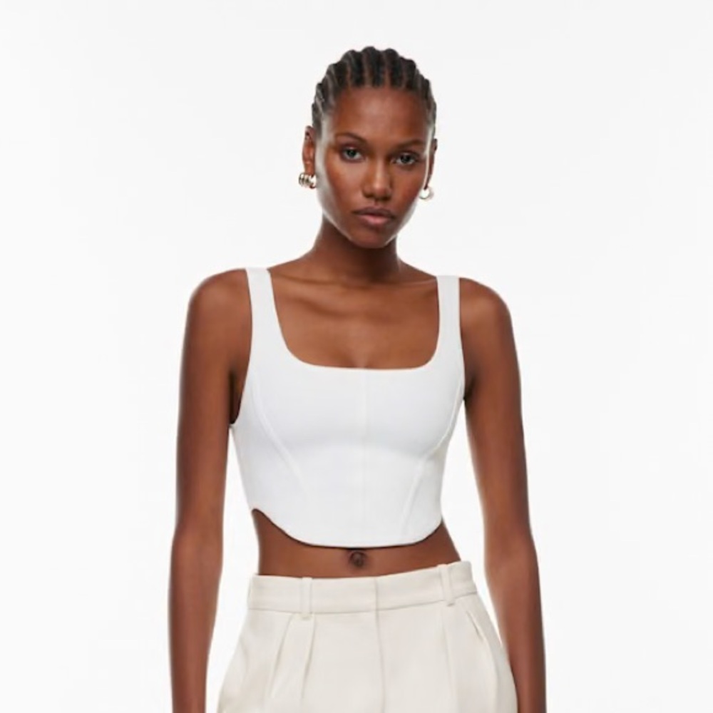 Babaton Sculpt Knit Bustier Tank in White